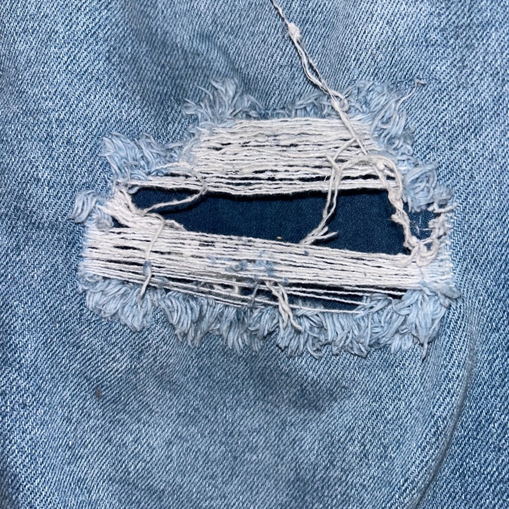 Wax Jean Collection Ripped Patchwork Jeans Size 7/28 Medium Wash Stretch Denim - Picture 2 of 6